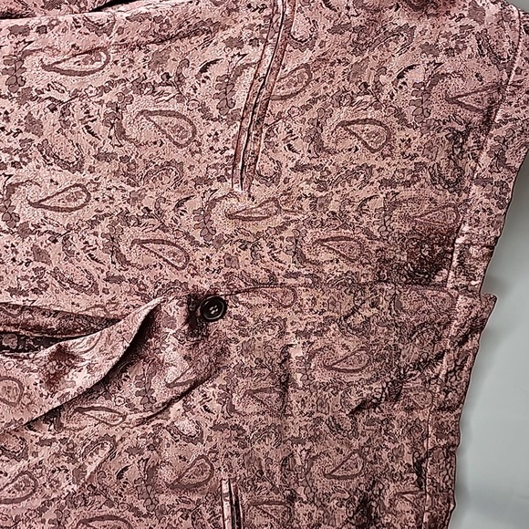 Free People silky jacquard paisley long one button pink purple blazer jacket S - Picture 5 of 10